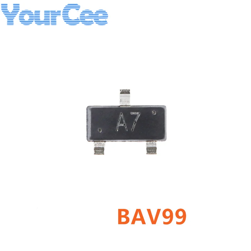 100pcs BAW56 A1 BAV70 A4 BAV99 A7 BAV23C KT6 BAS21C JS3 BAS21 JS SOT-23 SMD Interruttore Diodi