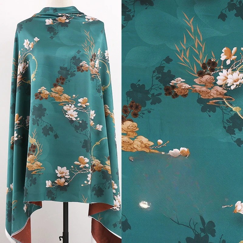 

Тяжелая ацетатная ткань с принтом, осенне-зимнее пальто Cheongsam, материал для стеганых курток, женская одежда на складе