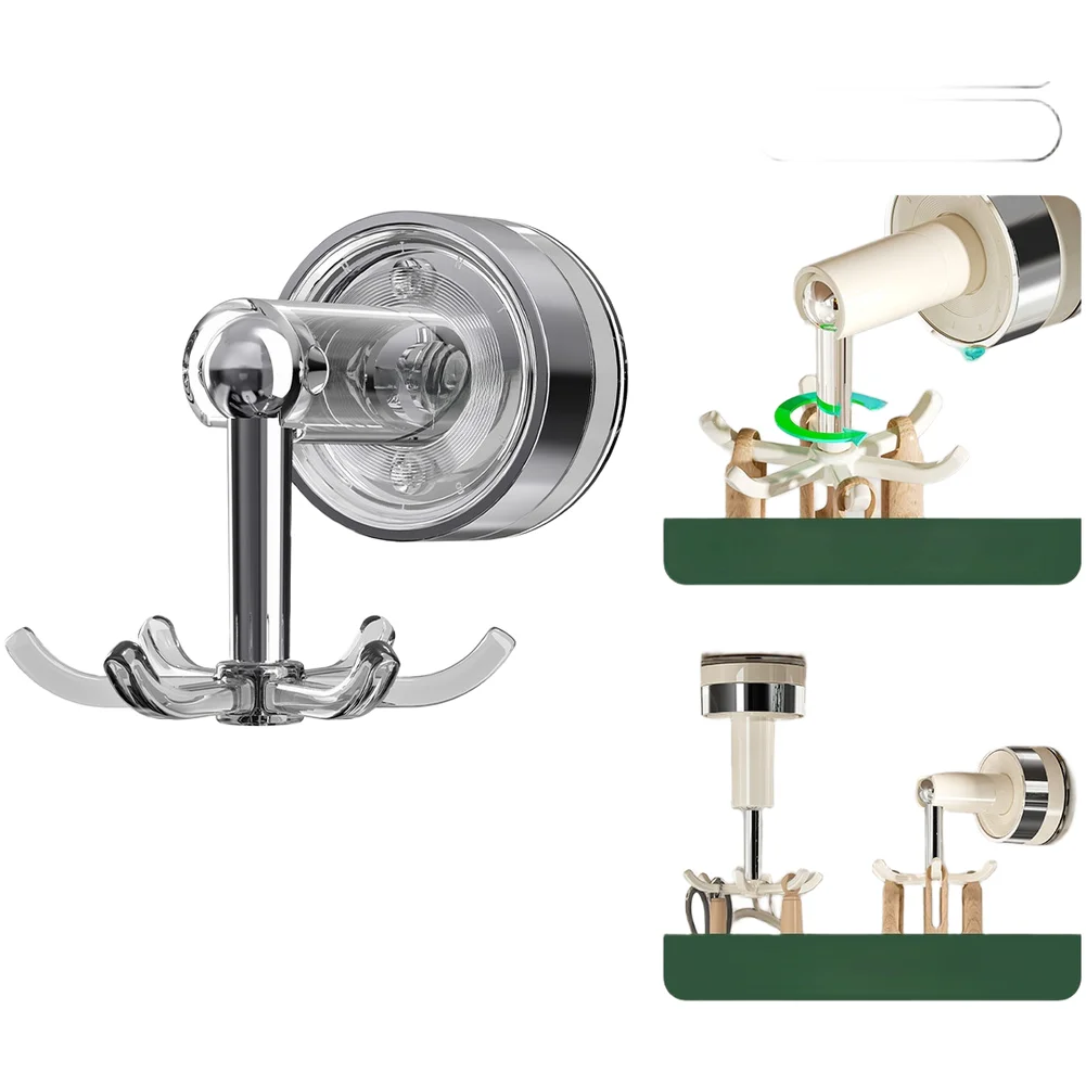 Rotating 6 Claw Suction Cup Hook for Kitchen Utensil Storage Wall Mount No Drilling Supports Up to 3kg with 360 Degree Rotation