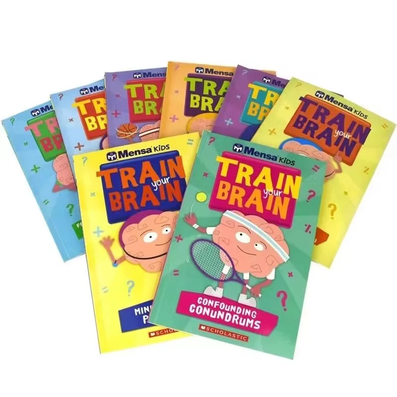 8 Volumes Mensa Kids Train Your Brain Children English Picture Puzzle Book Education Toy Gift