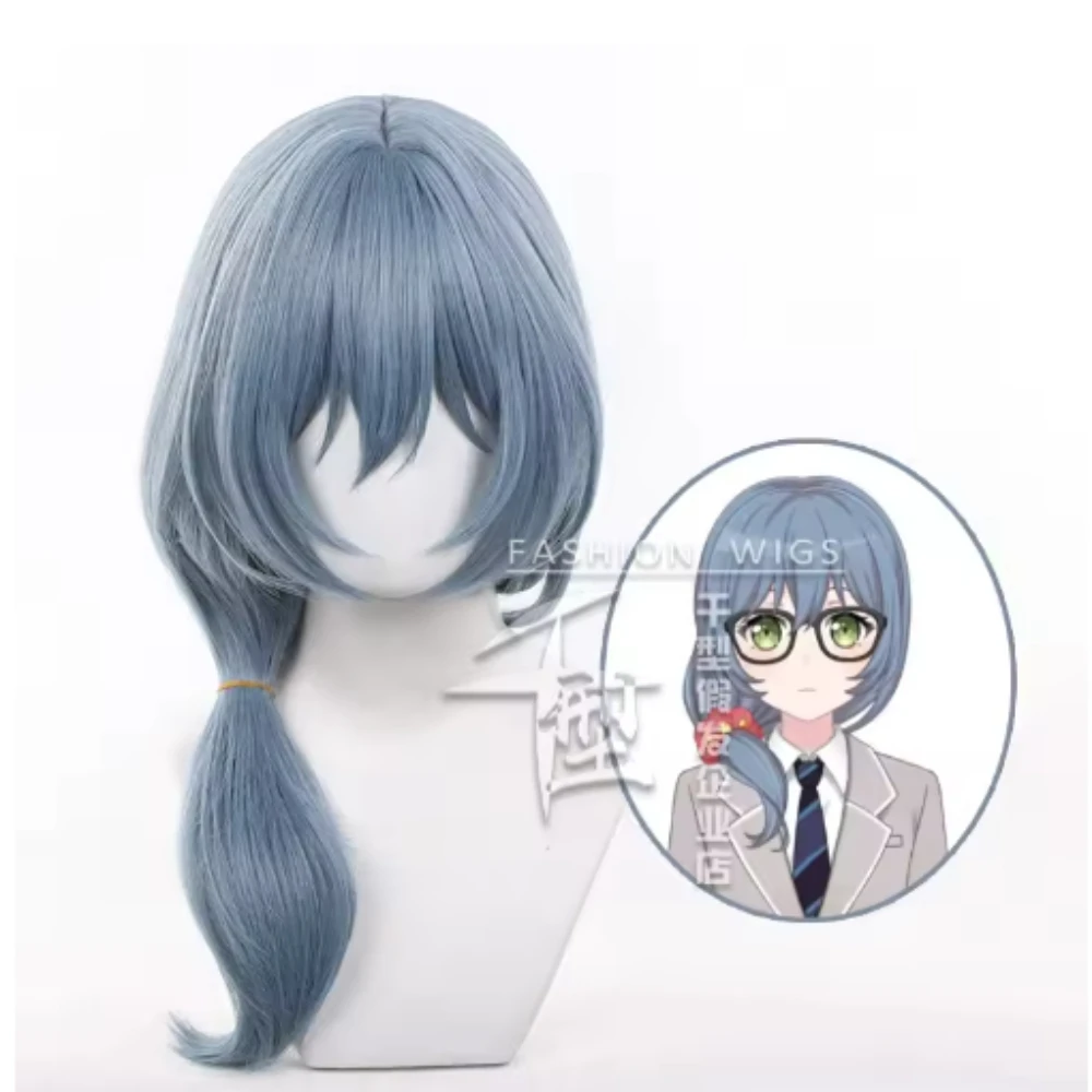 

Аниме BanG Dream! Парик для косплея с замком, короткие темно-серые синие волосы, парик для ролевых игр на Хэллоуин