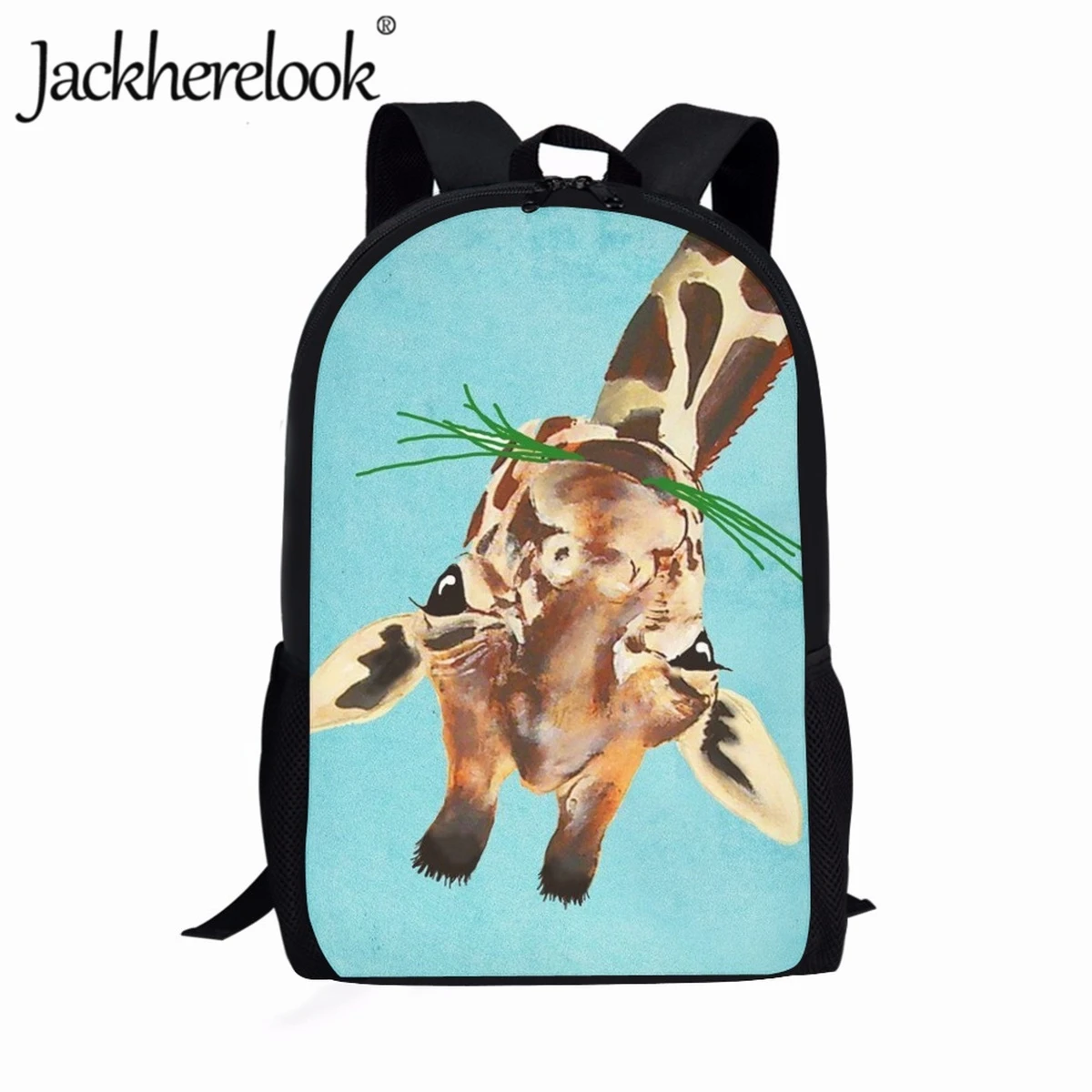 

Jackherelook School Children Schoolbags Animal Illustration Giraffe Lovely Bookbags for Kids Boys Girls Birthday Gift Customized