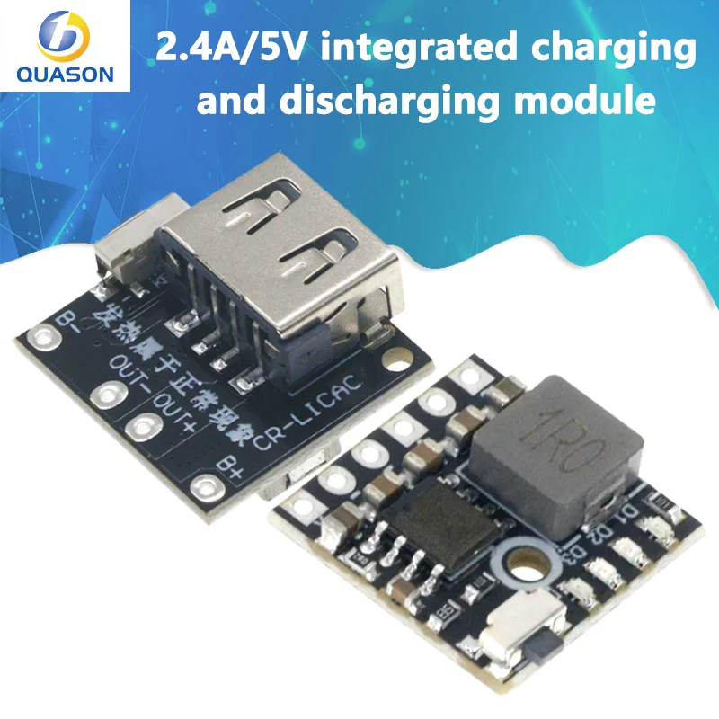 2.4A/5V integrated charging and discharging module 3.7V 4.2V 18650 lithium battery charging boost power supply board protection