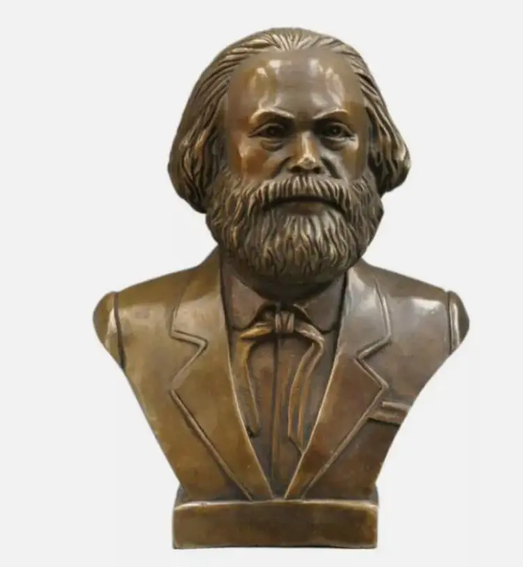 German Great Communist Carl Marx Bust Bronze Statue 7inch