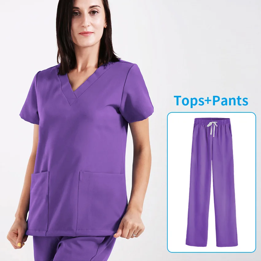 

Elastic Quick Drying Surgical Summer Thin Doctor V-Neck Nurse Gown Split Set