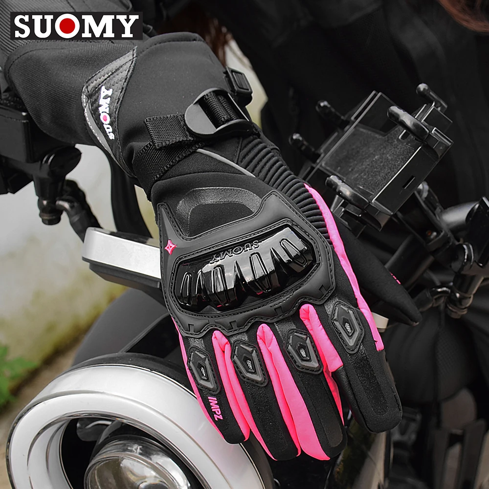 

SUOMY новейшие зимние мотоциклетные перчатки водонепроницаемые ветрозащитные мото теплые перчатки фиолетовые розовые велосипедные лыжные велосипедные перчатки с сенсорным экраном