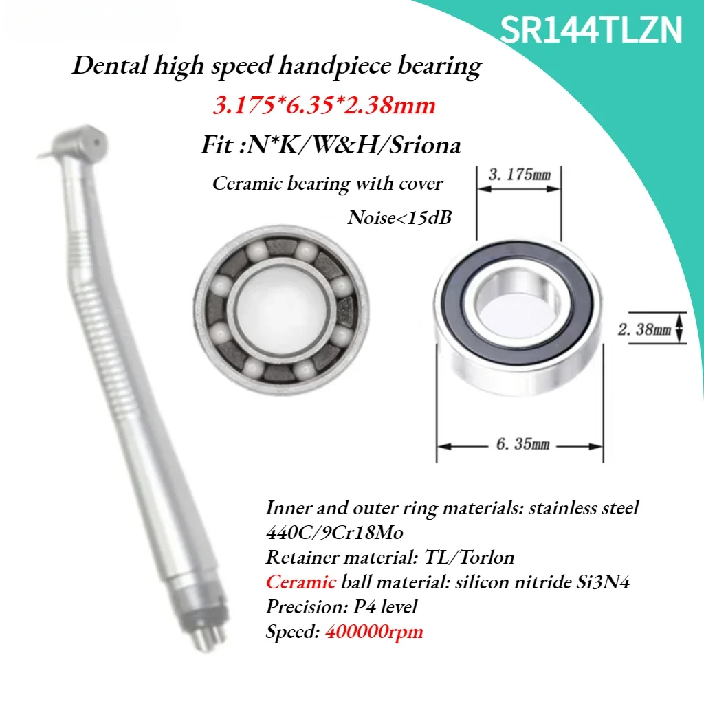 

5/10pcs Dental Bearing Ceramic Bearings Fit for NSK Handpiece 3.175x6.35x2.38mm Turbine Ceramic Laboratory Bearing