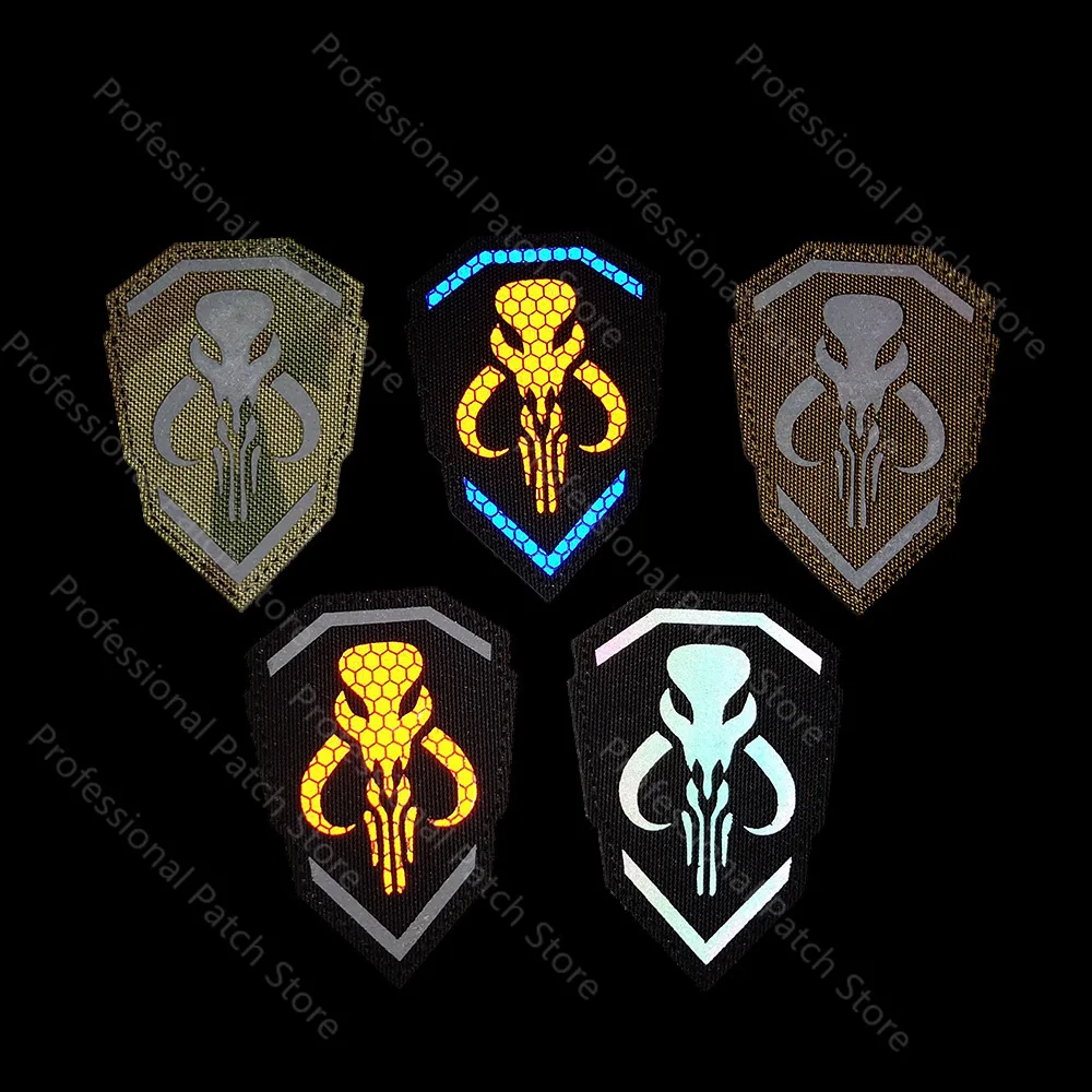 3D PVC/IR/Embroidered Bounty Hunters Patches Armband Military IR Reflective Nylon Badges Luminous Patches For Clothing Backpack