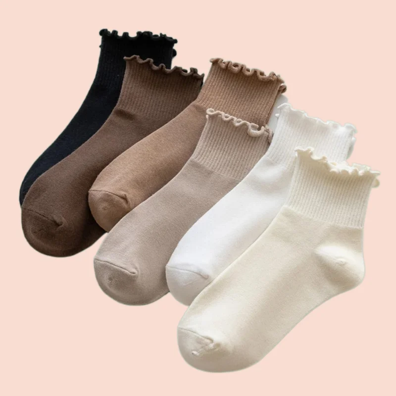 

3/5/10 Pairs Summer Style Cute New Breathable Girls Short Socks Solid Color Frilly Ruffle High Quality Socks For Women New Socks