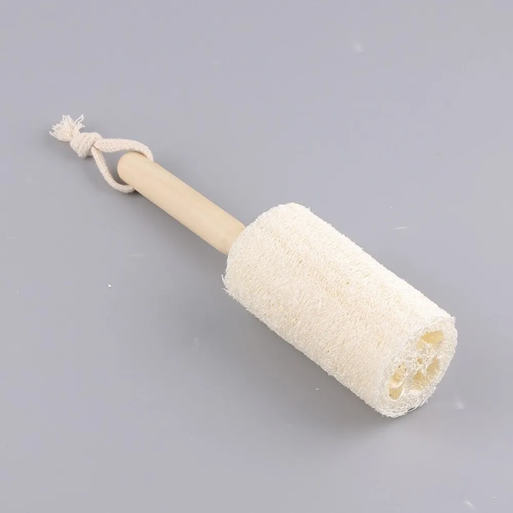 Household Cleaning Luffa Sponge Natural Loofah Brush Wood Handle Tableware Brush Cleaning Cup Brush Kitchen Brush Dish Washing