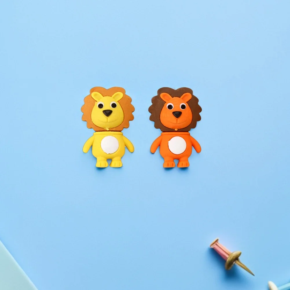 

12pcs Creative Erasers Lion Shaped Mini Wear-Resistant Pencil Erasers For School Supplies Student Stationery Gift