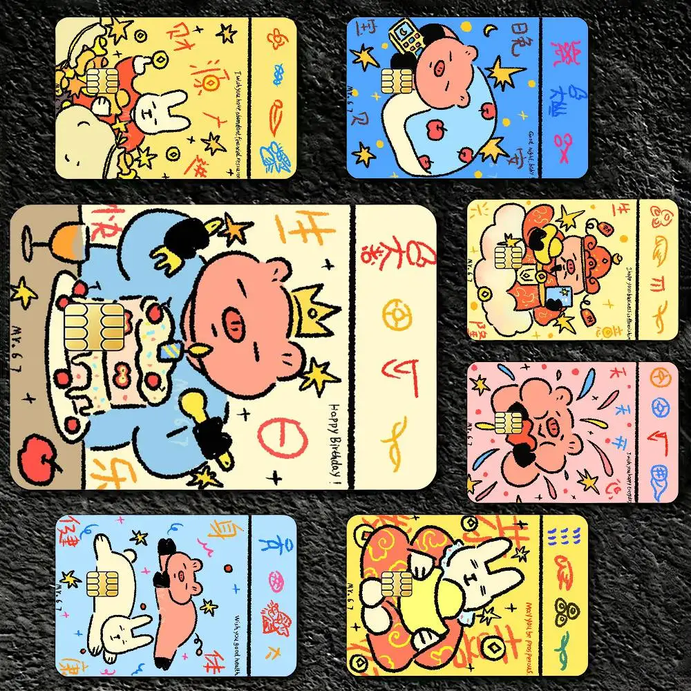 

Lucky Fun A-Animal P-Patterns Credit Card Skin Stickers For VISA Bank Bus Metro Access Card Protective Film Cover Sticker