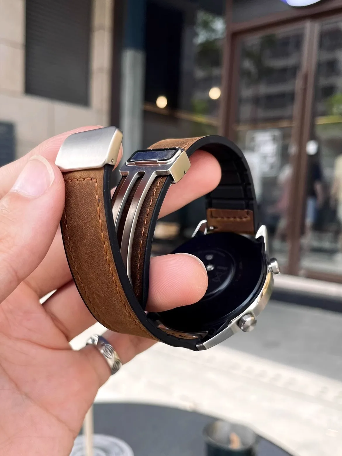 

Card customer suitable for HUAWEI watch gt2 strap GT3pro crazy horse pattern leather watch34 magnetic buckle 22 Xiaomi vivo