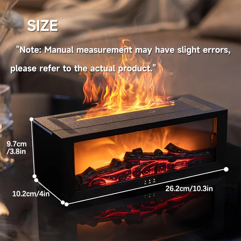 Fireplace Essential Oil Diffuser, Aromatherapy Diffuser, 150ml Ultrasonic Cool Mist Humidifier, 7 Colors Fire Flame Diffuser
