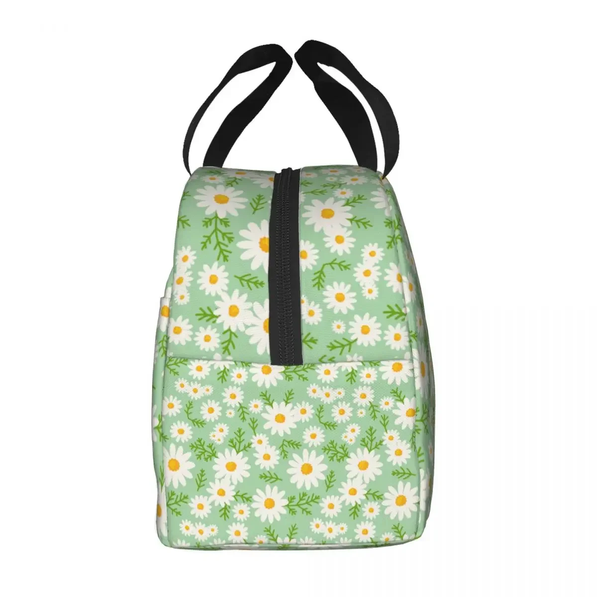 Custom Floral Daisy Print Lunch Bag Men Women Warm Cooler Insulated Lunch Box for Kids School