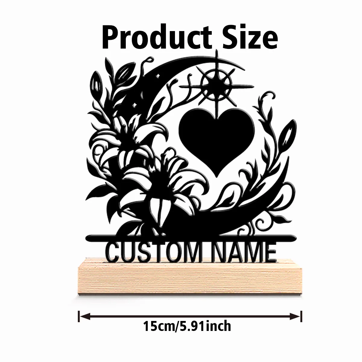 1pc Cute Personalized Custom Love Star Light Metal Statues Desktop sculpture with wooden base suitable for pet grooming
