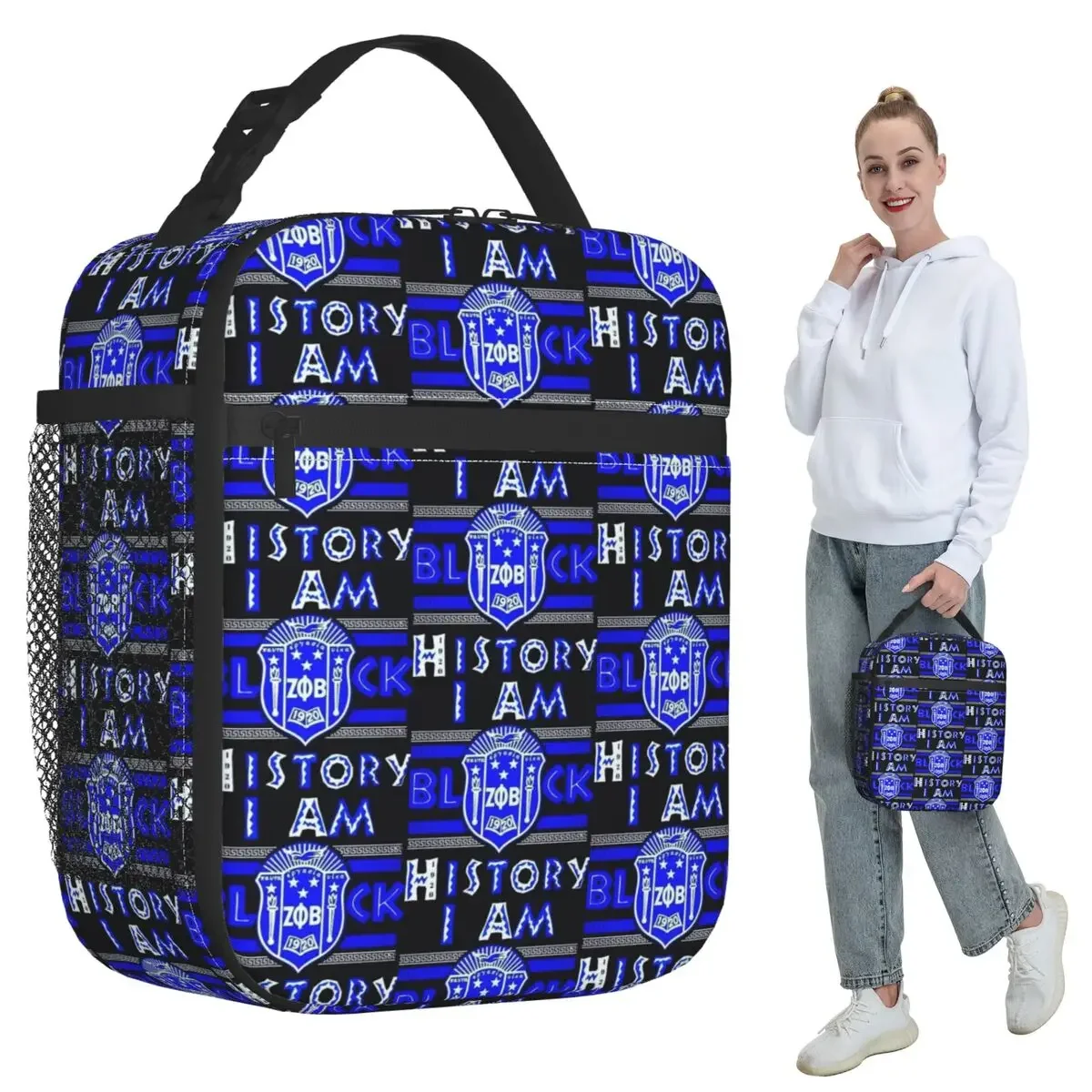 Zeta Phi Beta Greek Letter ZOB Insulated Lunch Bag for Kids School Cooler Thermal Food Box Tote Portable Lunch Boxes Container