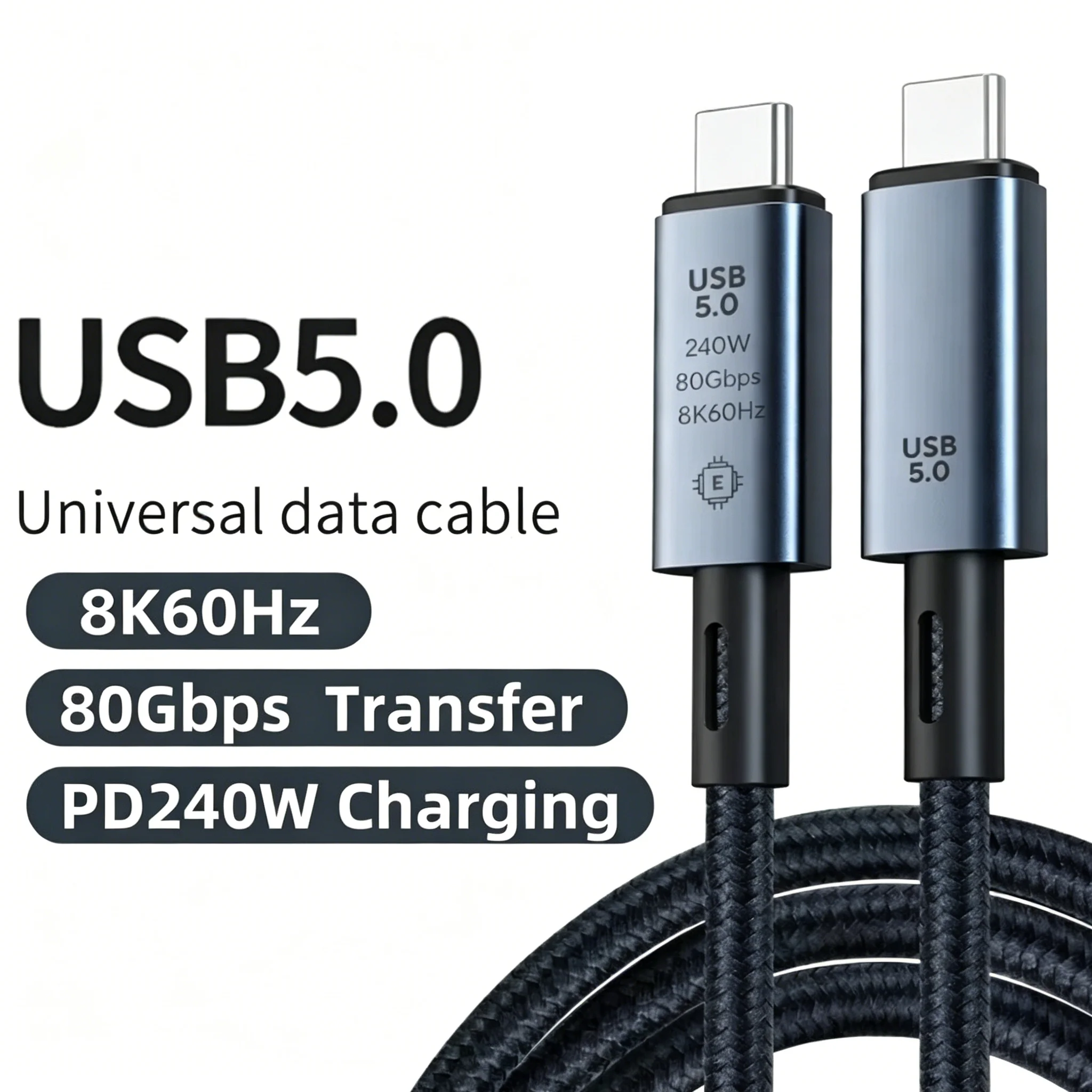240W USB 5.0 Cable 8K 80Gbps For Thunderbolt 5 Fast Charging USB C to C Data Transfer Cable Support 8K Display for laptop