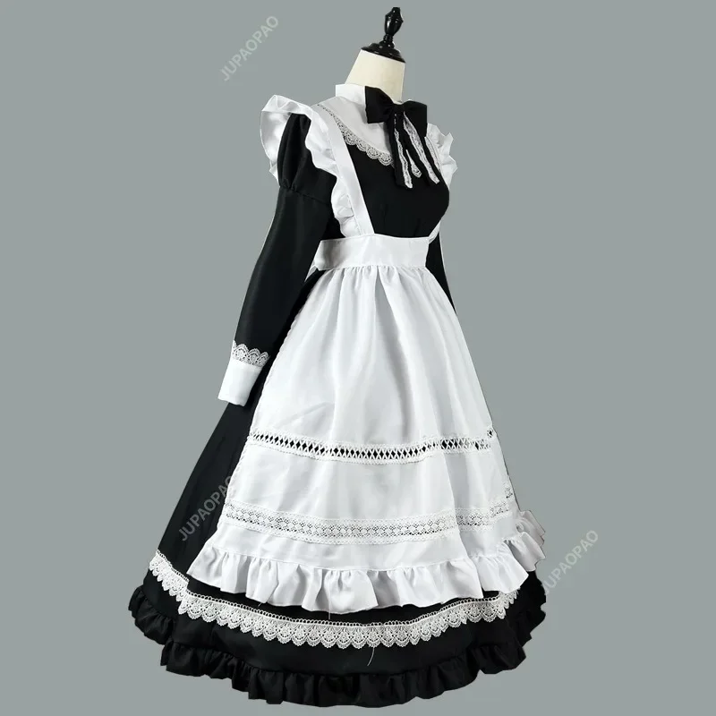 Costume de femme de chambre de cour d'anime d'Halloween pour filles, ensemble de robe de jeu de plis Lolita, costume de performance de fête de Noël, carnaval