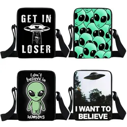 Alien L Want To Believe Print Crossbody Bags Ufo borse a tracolla da donna per Mini borsa da viaggio borsa a tracolla piccola borsa a tracolla