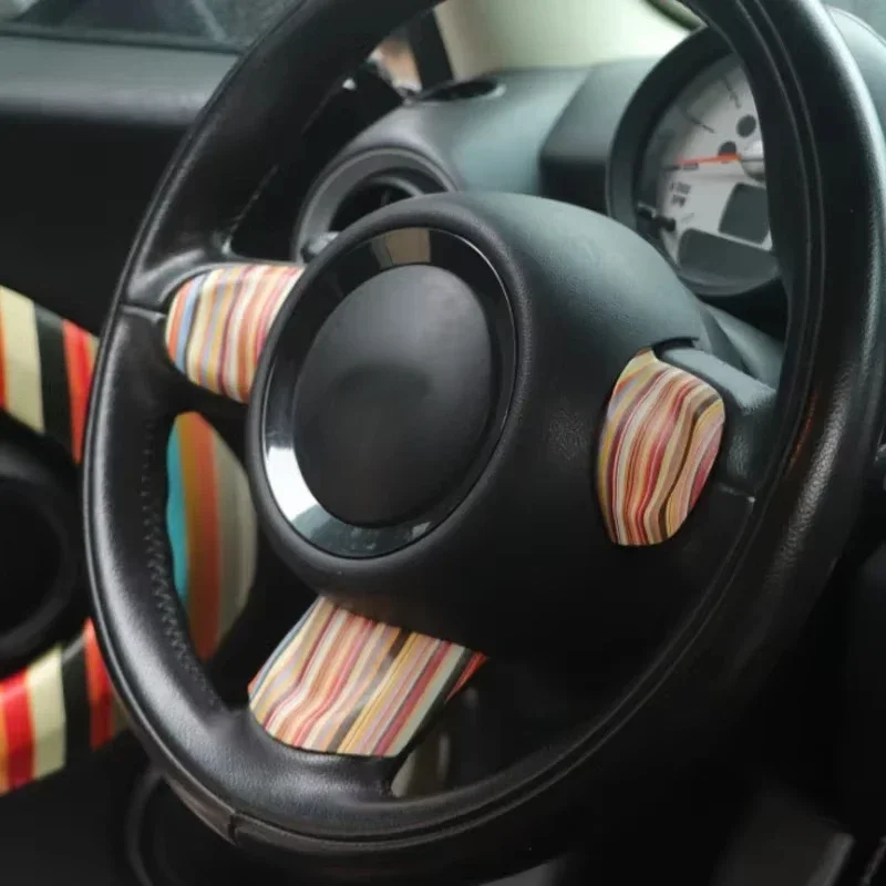 Car Steering Wheel Panel Button Leather Sticker For MINI COOPER R55 R56 R57 R58 R59 R60 R61 Countryman