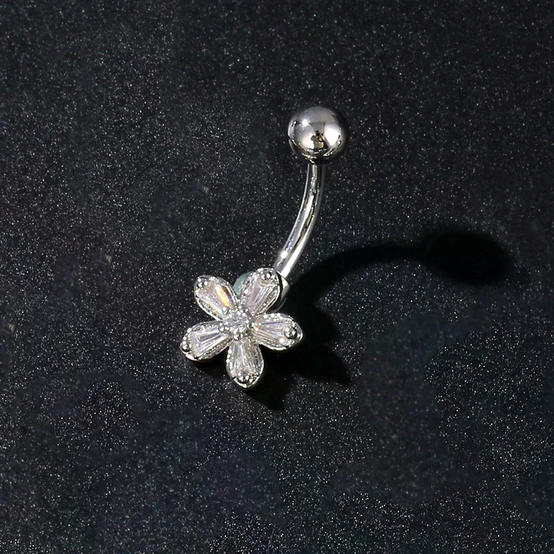 الفولاذ المقاوم للصدأ فراشة زهرة البطن خاتم على شكل زر السرة ثقب الدائري للنساء الفتيات مثير البطن حلق ثقب الجسم مجوهرات #3