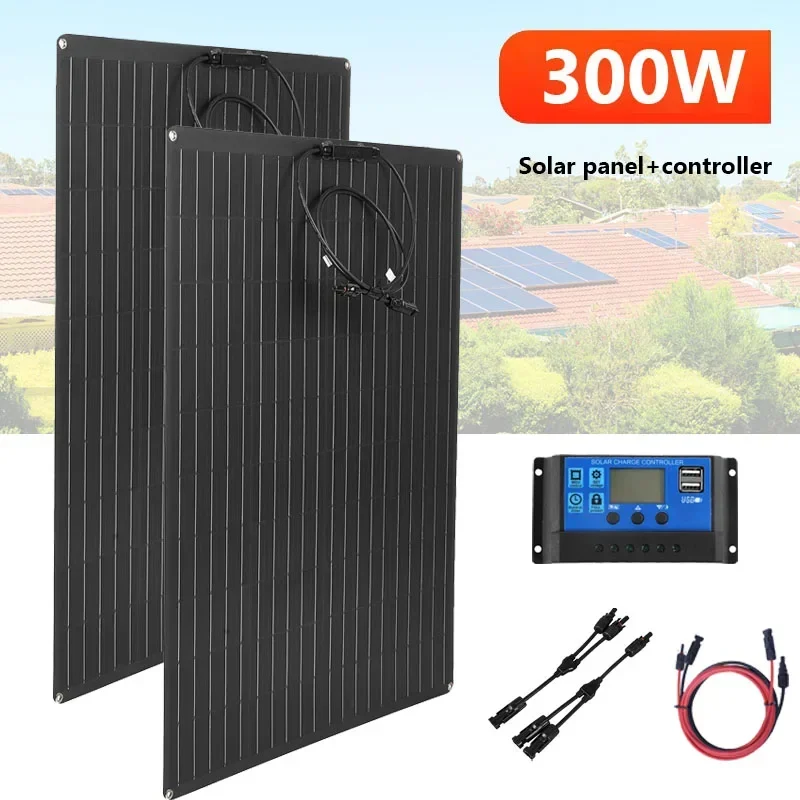 

100A 300W Flexible Solar Panel 18V High Efficiency Portable Power Bank Emergency Charging Outdoor Solar Cells For Home Camping