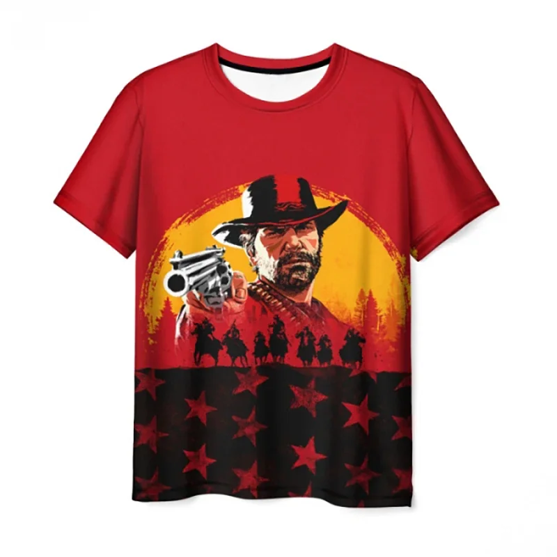 Red Dead Redemption 2 T-Shirts Game 3D Print Streetwear Men Women Fashion Oversized Short Sleeve T Shirt Kids Tees Tops Clothing