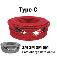 6A USB Type C Cable 1M/2M/3M/5M Mobile Phone Fast Charging Data Cord for Xiaomi Samsung USB C Cell Phone Type-c Charging Line