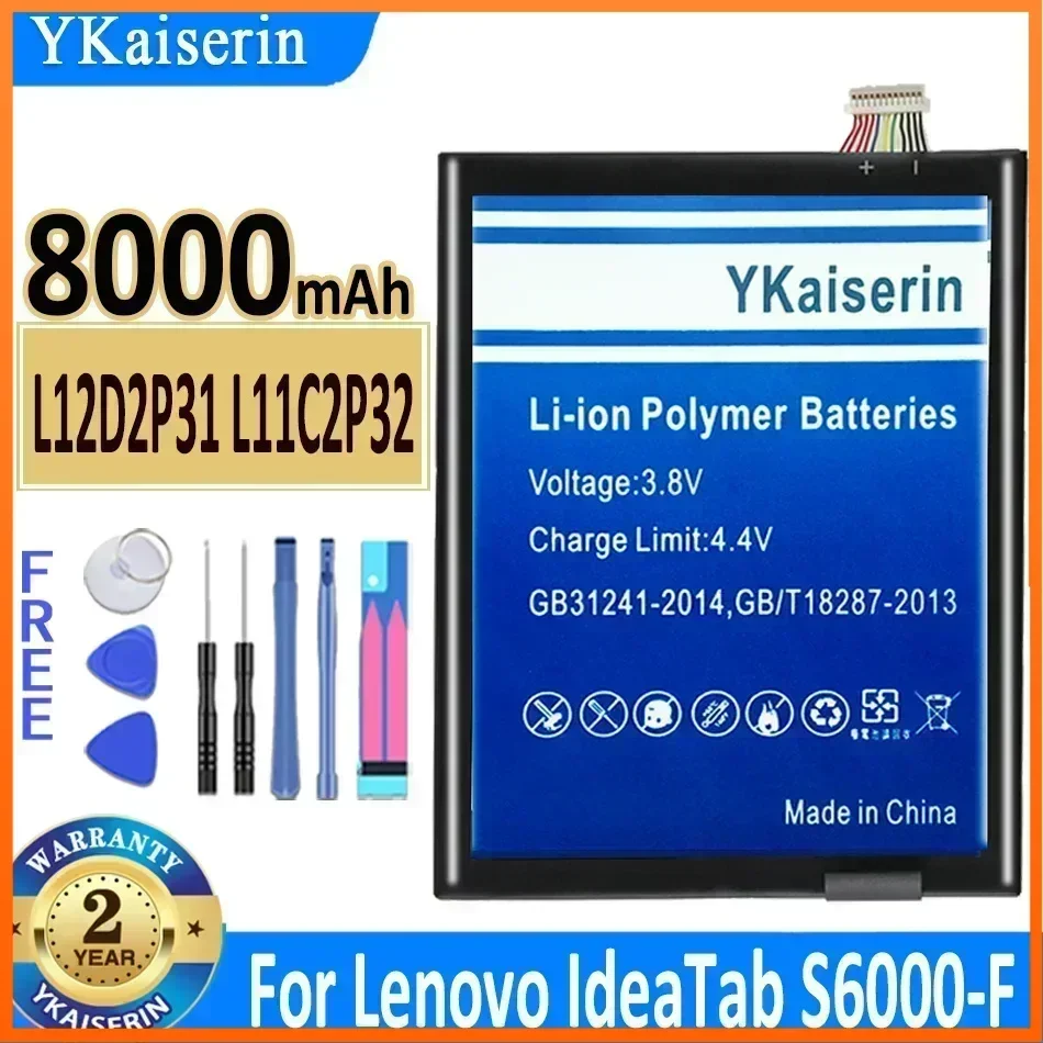 YKaiserin 8000mAh L11C2P32 Battery for LENOVO IdeaTad S6000 S6000-F S6000-H A7600 A7600-HV A7600-F A10-80 A10-80HC L12D2P31