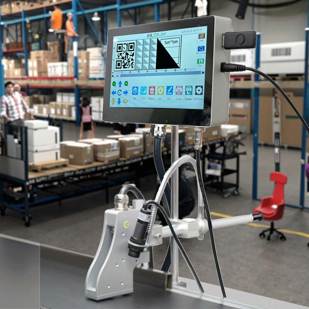 

Полуавтоматический термоструйный принтер с разрешением 600 dpi, быстросохнущими чернилами, для кодирования даты на бумаге, новый