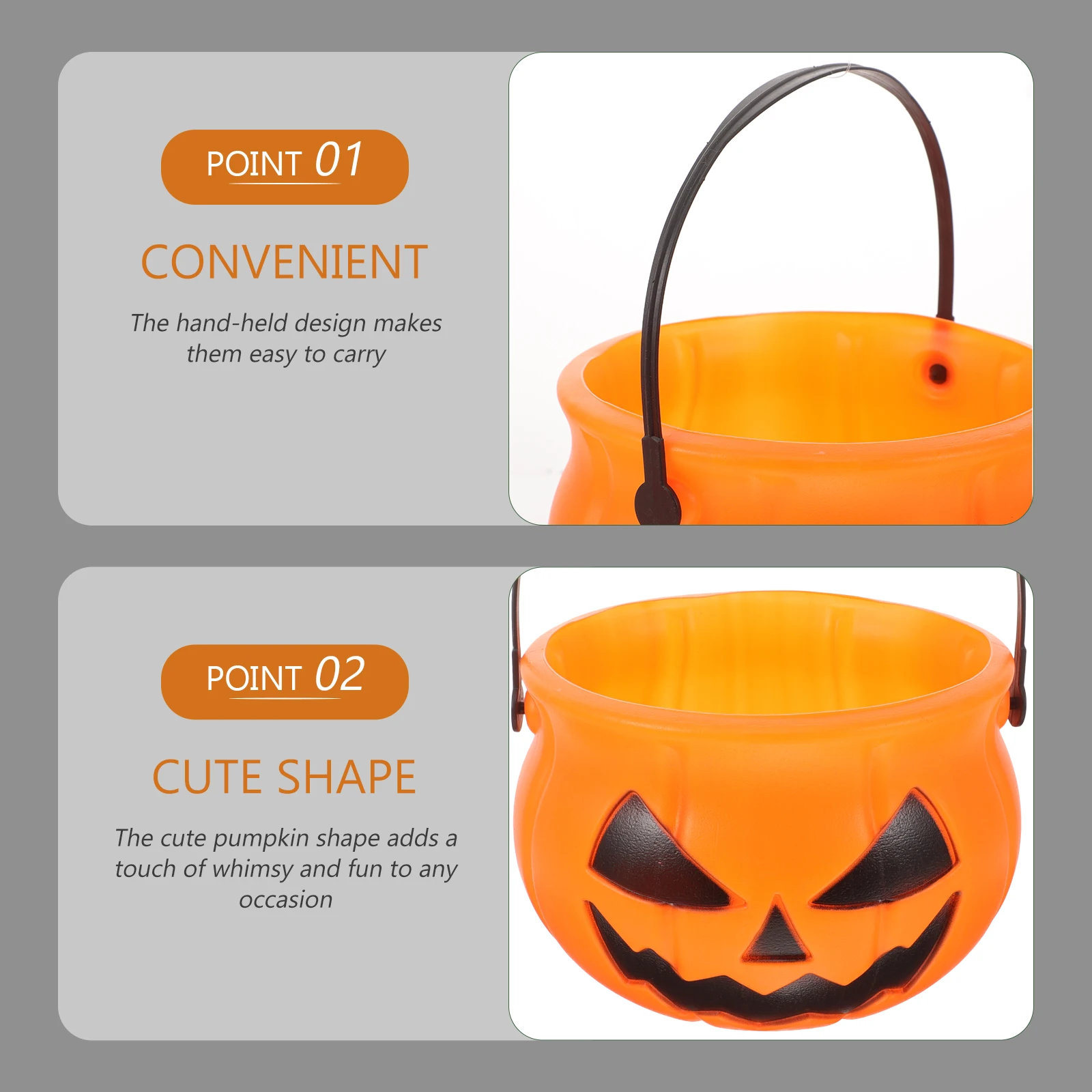 

5 Pcs Pumpkin Bucket Halloween Cauldron Trick Treat Pail Plastic Candy Child Buckets s
