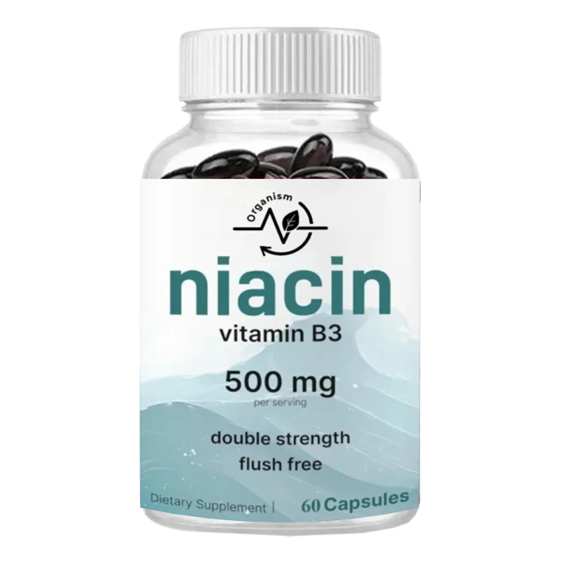 Niacin 500mg Per Serving, 60 Capsules - Essential B Vitamin Supplement for Skincare Health and Energy Support