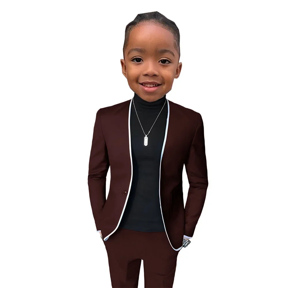 Formal Boys' Suit Set for 3-16 Years Old Kids 2 Pieces Single Buckle Wedding Tuxedo for Performance Party Suit Custom Made