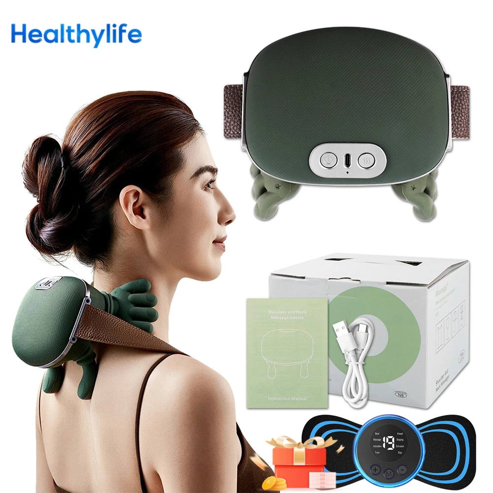 

Heated Wireless Electric Deep Tissue Neck and Shoulder Massager Cervical Spine Kneading Relax Muscles Body Back Massager Pillow