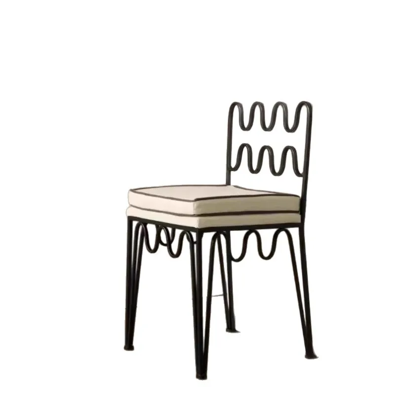 

Nordic wrought iron dining chair designer creative restaurant personalized commercial minimalist metal black backrest dressing