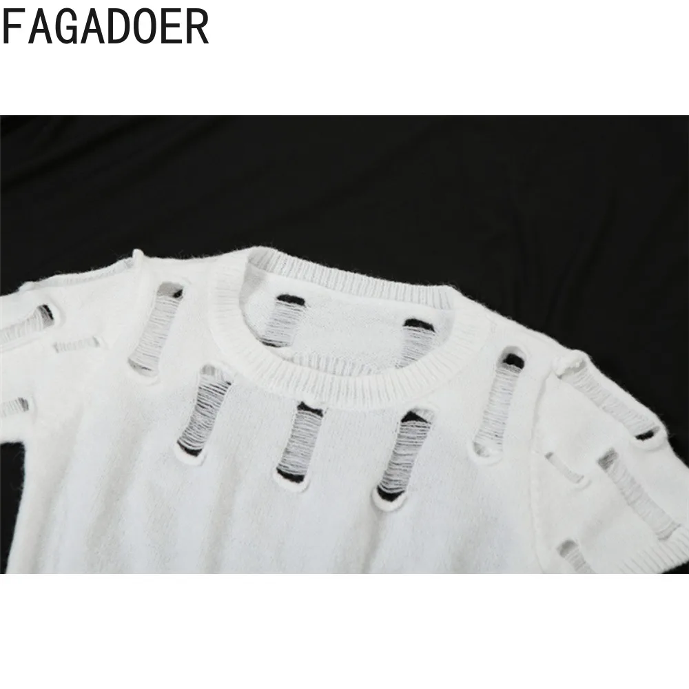 FAGADOER-monos ajustados con espalda descubierta para mujer, peto Sexy de Color sólido, con cuello redondo, de manga larga, con agujeros, a la moda