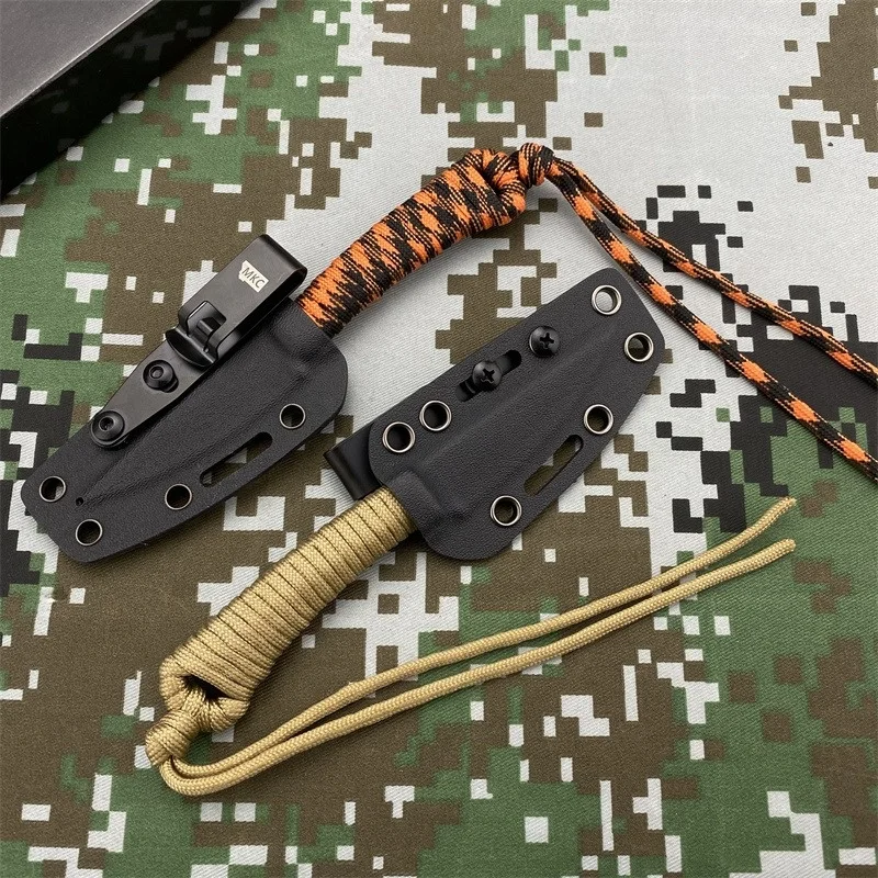 MKC Straight Knife 440c Blade Wilderness Survival Rescue Tool, Hunting Emergency Defense EDC Multi-functional Knives with Sheath