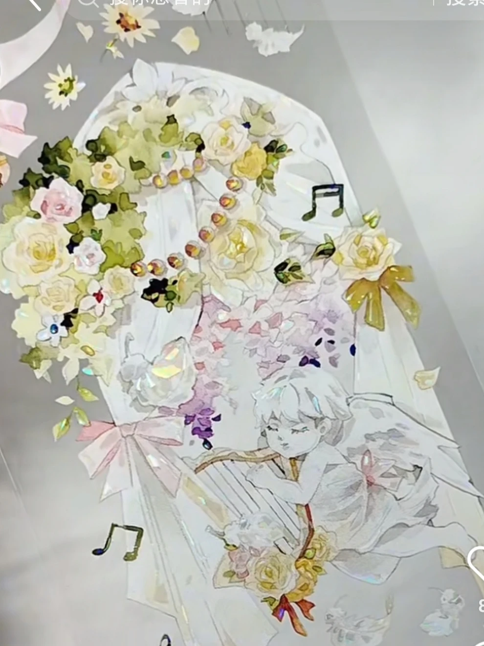 

5M Xiao Wang Paper, Philharmonic City Shell Shiny Pink Character Pet Washi Tape Collage Planner