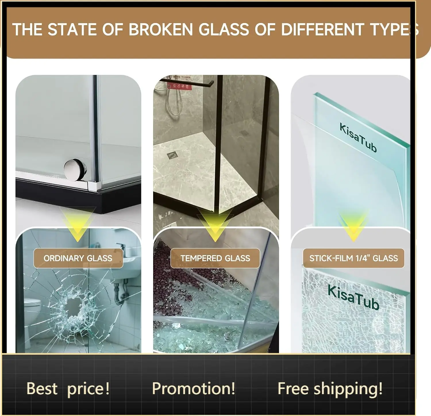 Matte Black Frameless Double Sliding Bath Shower Door 48 Inch Tempered Glass