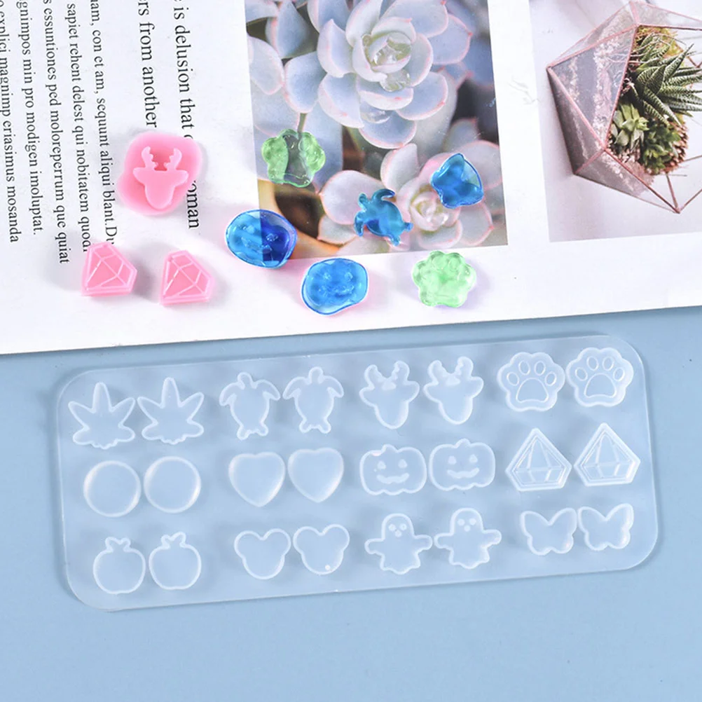 Silicone Mold Ear Pendant Earring Casting Mould Crystal Jelly DIY Silica Gel Epoxy