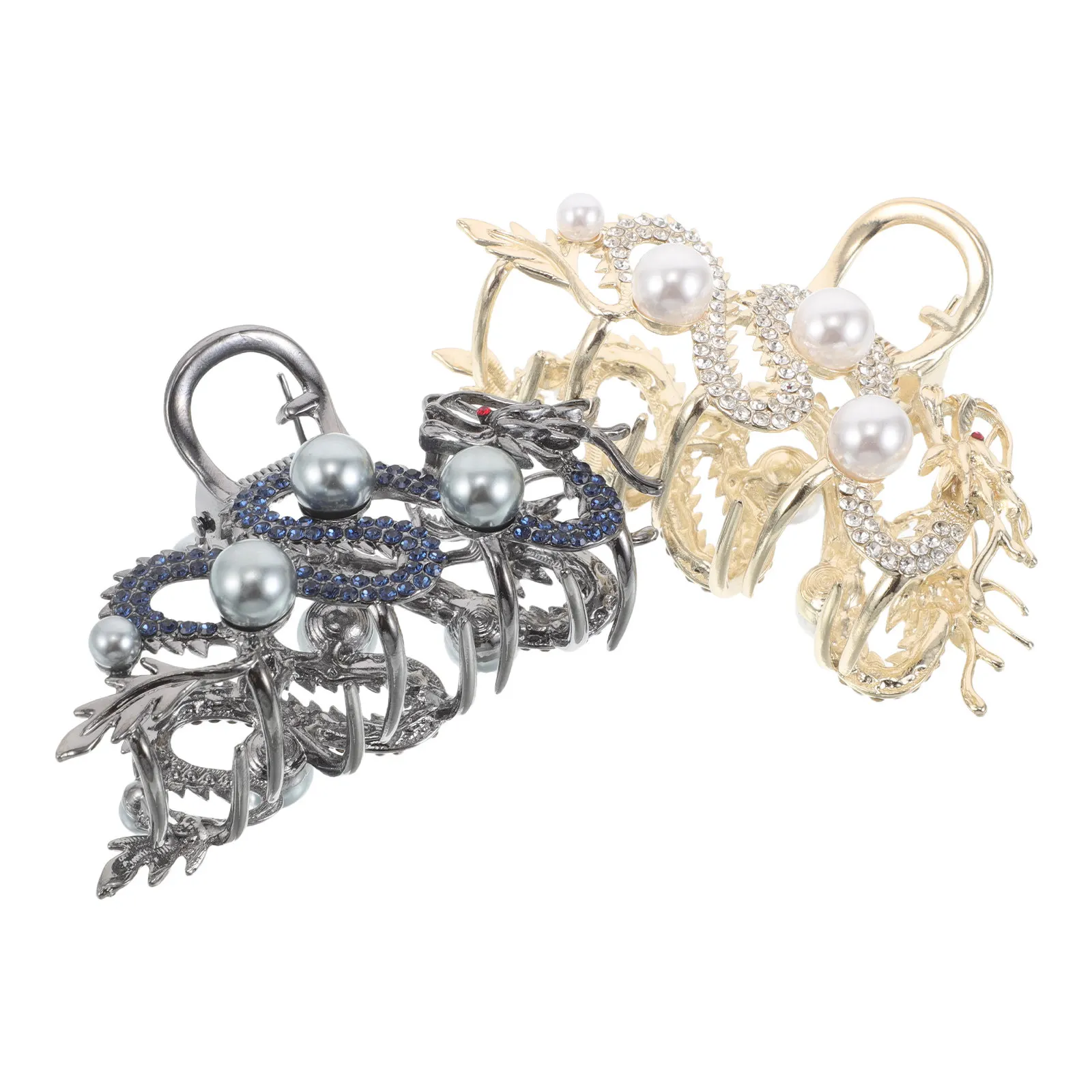 

2Pcs Metal Dragon Claw Clip Chinese Aesthetic Hair Clip for Women Strong Grip Updo Half Updo Styling Lightweight Pearl Finish