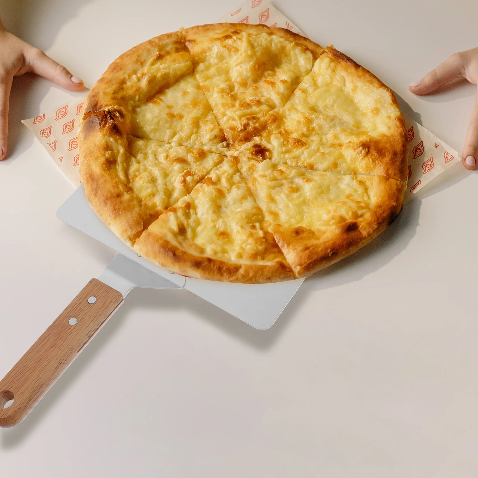 

Stainless Steel Pizza Shovel Wooden Handle Lightweight Baking Shovel For Kitchen Restaurant Hotel Pizza Transfer Tool Kitchen