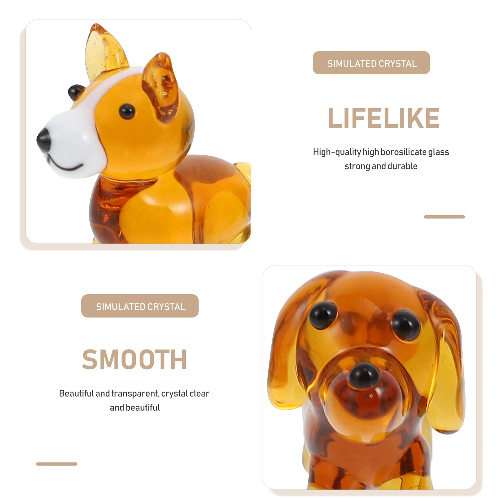 

4Pcs Crystal Glass Small Dog Decor Desktop Simulation Micro Ornaments Home Study Office Bonsai Decoration