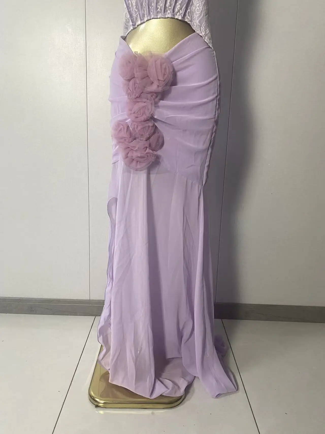 New Women Sexy Strapless Cut Out Flowers Mesh Purple Loose Dress 2026 Elegant Evening Club Luxury Birthday Party Dresses