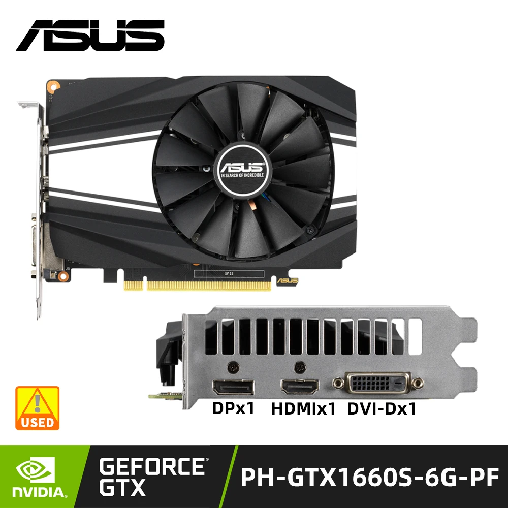 Asus Graphics Cards GTX 1660 PH-GTX1660S-6G-PF 12002MHz NVIDIA GDDR6 6GB 192bit PCI Express 3.0 16X  used