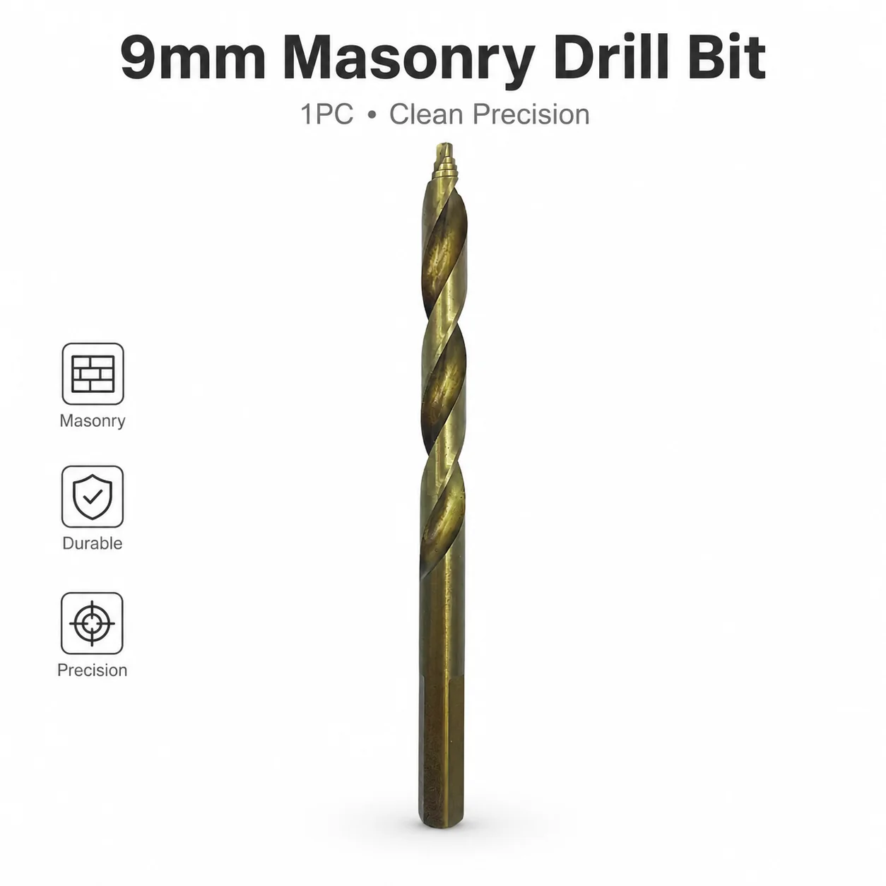 Foret hélicoïdal HSS de 9 mm, avec pointe auto-centrante à plusieurs étages, pour le perçage de bois dur, de métaux tendres et d'acrylique, adapté à divers matériaux.