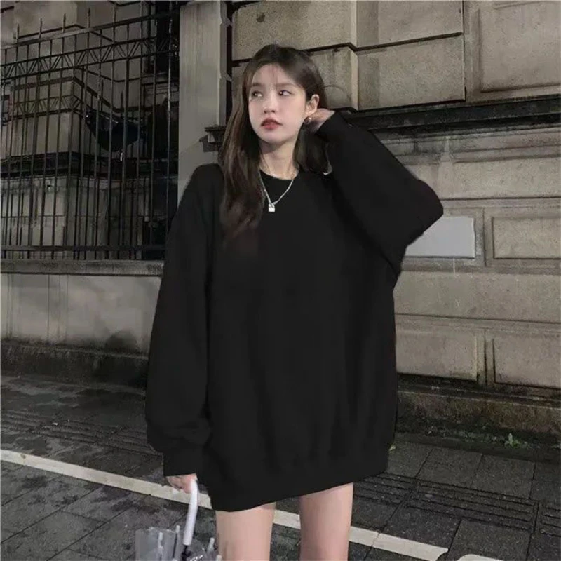 Trend Plus Size Simplicity Hoodies Spring Autumn New Long Sleeve Loose Street Casual Pullovers Top Korean Fashion Women Clothing