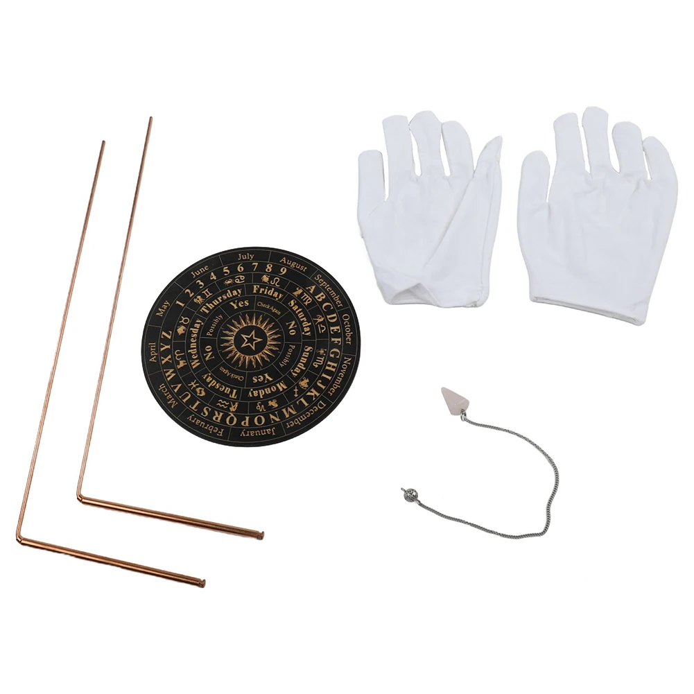 99.9% Pure Copper Dowsing Rods Kit 2PCS Divining Rods Bag Gloves Pendulum For Water Divining Witching Metal Detector Rod