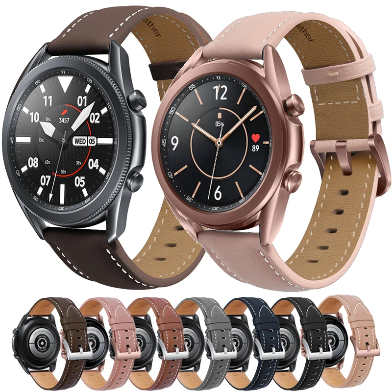 20mm Leather Strap for Samsung Galaxy Watch 6 5 4 44MM 40mm Active 2 Gear S3 22mm Bracelet For Huawei Watch GT4 Replacement Band